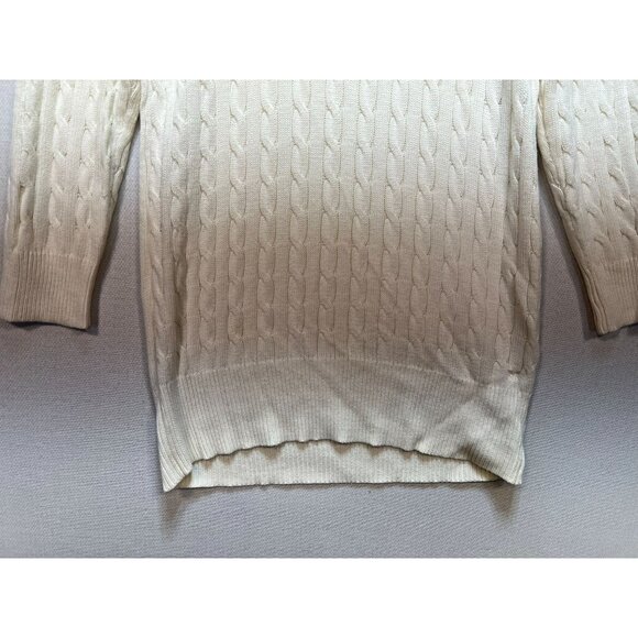 American Eagle Women's Scoop Neck Fisherman Sweater Cable Knit Size XL Ivory - Picture 5 of 11